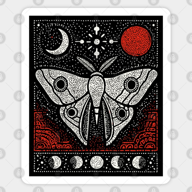 Moth under the Moon | Midnight Grimoire Magnet by TuncGK